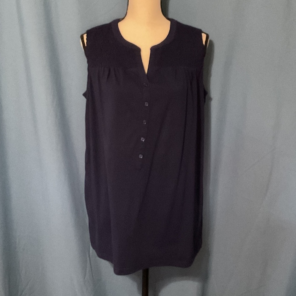 NWOT Woman Within Navy Sleeveless Blouse
